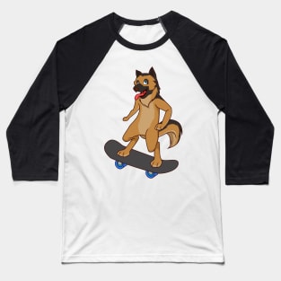 Cartoon shepherd dog riding skateboard Baseball T-Shirt